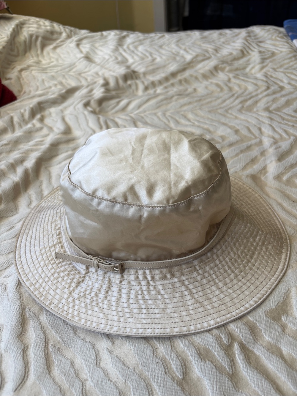 Prada Cream Quilted silk Bucket Hat